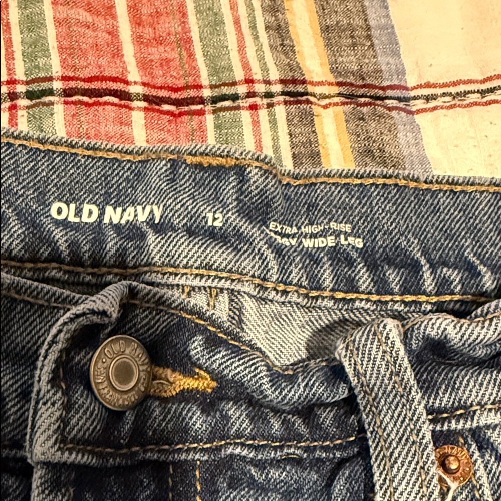 Old Navy Blue Denim Extra High-Rise, Baggy Wide Leg Jeans